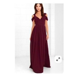 Lulu's Make me Move Maroon Maxi Wedding Guest Bachelorette Dress - Small